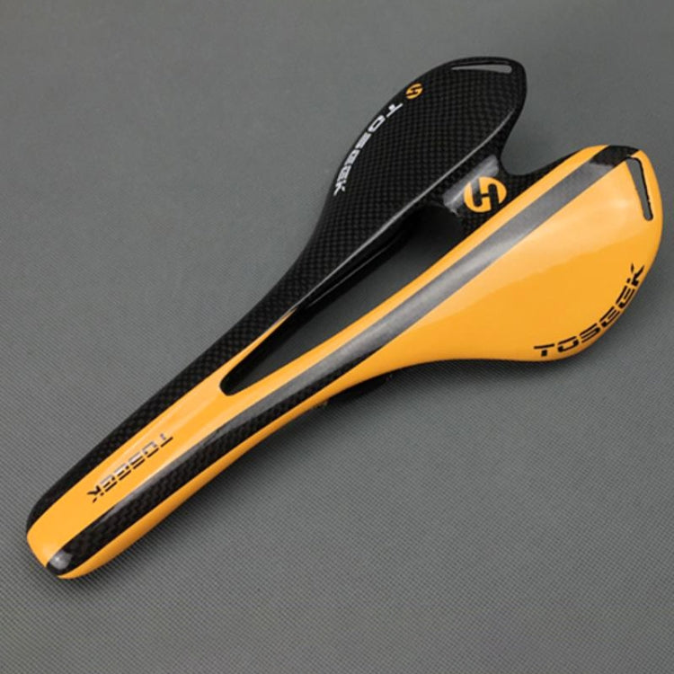 TOSEEK Road Bike Carbon Fiber Seat Bicycle Hollow Seat Saddle, 3K Texture + Light (Orange) - Outdoor & Sports by TOSEEK | Online Shopping UK | buy2fix