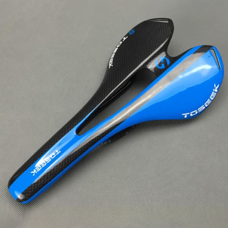 TOSEEK Road Bike Carbon Fiber Seat Bicycle Hollow Seat Saddle, 3K Texture + Light (Blue) - Outdoor & Sports by TOSEEK | Online Shopping UK | buy2fix