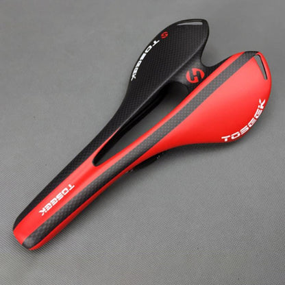 TOSEEK Road Bike Carbon Fiber Seat Bicycle Hollow Seat Saddle, 3K Texture + Extinction(Red) - Bicycle Saddle by TOSEEK | Online Shopping UK | buy2fix