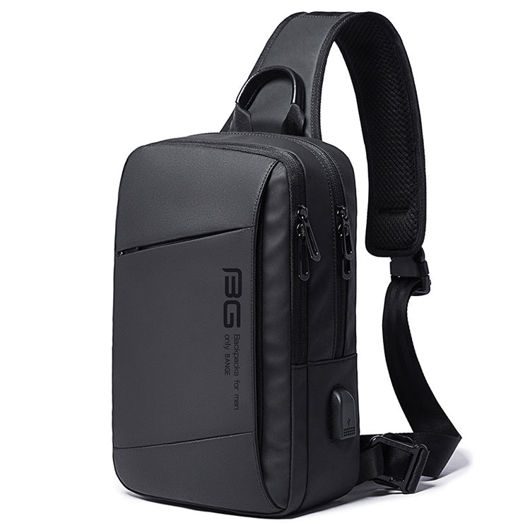 BANGE Fashion Outdoor Sports USB Leisure Shoulder Bag Men Chest Bag(Black) - Crossbody Bags by BANGE | Online Shopping UK | buy2fix