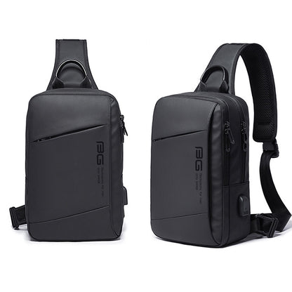 BANGE Fashion Outdoor Sports USB Leisure Shoulder Bag Men Chest Bag(Black) - Crossbody Bags by BANGE | Online Shopping UK | buy2fix