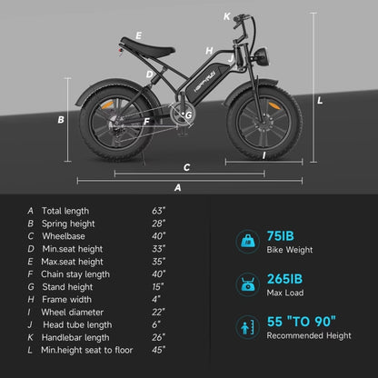 [EU Warehouse] HAPPYRUN G50 750W 48V / 18AH Electric Bicycle with LED Display & 20 inch Tires, EU Plug(Black) - Electric Bicycles by buy2fix | Online Shopping UK | buy2fix