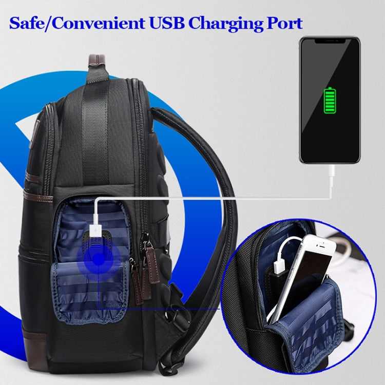 Bopai 751-007291 Business Anti-theft Waterproof Large Capacity Double Shoulder Bag,with USB Charging Port, Size: 34x19x43.5cm (Black) - 15 inch by Bopai | Online Shopping UK | buy2fix
