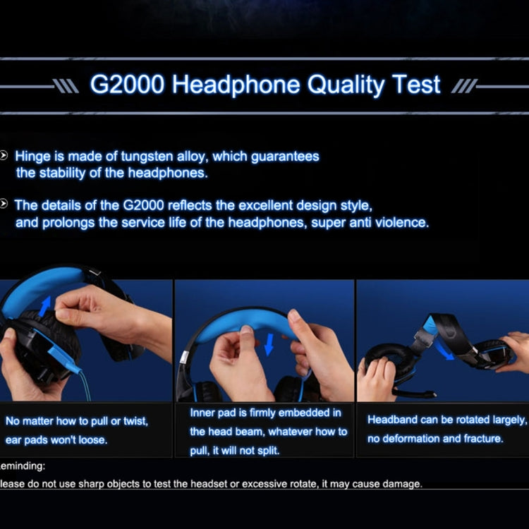 KOTION EACH G2000 Over-ear Game Gaming Headphone Headset Earphone Headband with Mic Stereo Bass LED Light for PC Gamer,Cable Length: About 2.2m(Blue + Black) - Multimedia Headset by KOTION EACH | Online Shopping UK | buy2fix