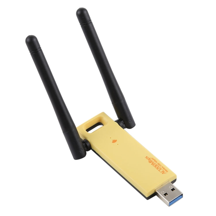 AC1200Mbps 2.4GHz & 5GHz Dual Band USB 3.0 WiFi Adapter External Network Card with 2 External Antenna(Yellow) - USB Network Adapter by buy2fix | Online Shopping UK | buy2fix