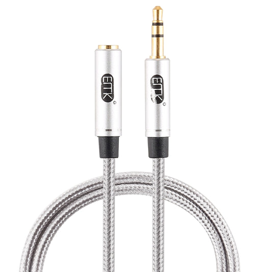 EMK 3.5mm Male to Female Gold-plated Plug Cotton Braided Audio Cable for Speaker / Notebooks / Headphone, Length: 0.5m(Grey) - Consumer Electronics by EMK | Online Shopping UK | buy2fix