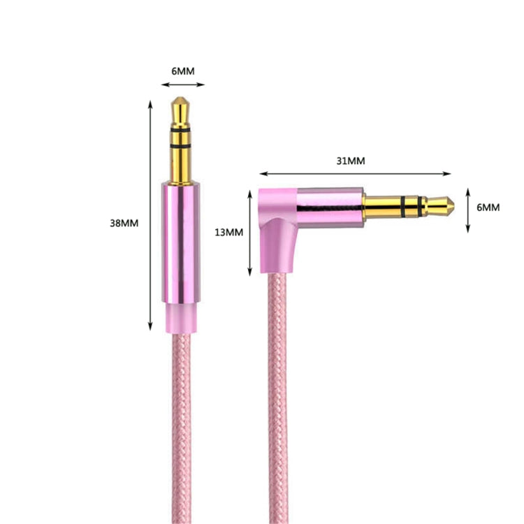 AV01 3.5mm Male to Male Elbow Audio Cable, Length: 3m (Rose Gold) - Aux Cable by buy2fix | Online Shopping UK | buy2fix