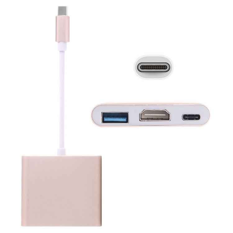 USB-C / Type-C 3.1 Male to USB-C / Type-C 3.1 Female & HDMI Female & USB 3.0 Female Adapter(Gold) - Computer & Networking by buy2fix | Online Shopping UK | buy2fix