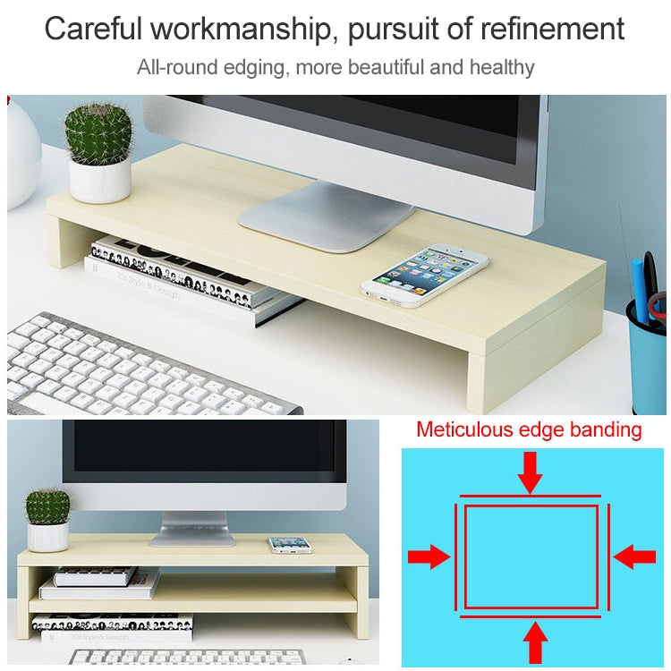 2 Layers Wooden Monitor Stand PC Computer Screen Monitor Riser, B Version (White) - Computer & Networking by buy2fix | Online Shopping UK | buy2fix