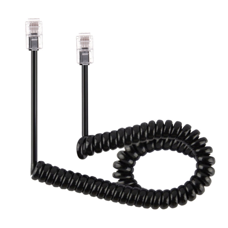 4 Core Male to Male RJ11 Spring Style Telephone Extension Coil Cable Cord Cable, Stretch Length: 3m(Black) - Telephone Cable by buy2fix | Online Shopping UK | buy2fix
