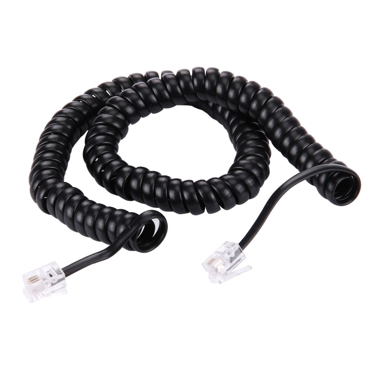 4 Core Male to Male RJ11 Spring Style Telephone Extension Coil Cable Cord Cable, Stretch Length: 3m(Black) - Telephone Cable by buy2fix | Online Shopping UK | buy2fix