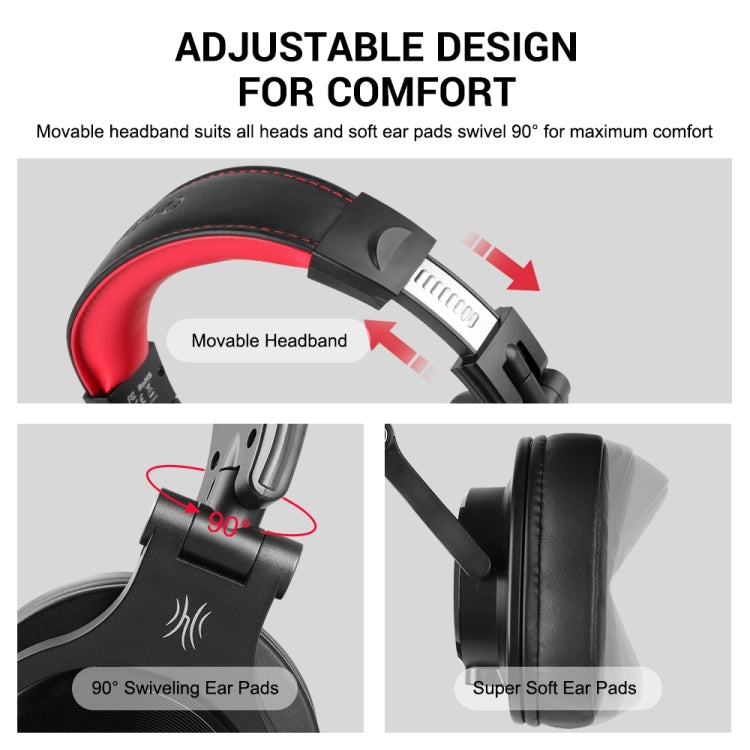 OneOdio A71 Head-mounted Noise Reduction Wired Headphone with Microphone(Red Black) - Multimedia Headset by OneOdio | Online Shopping UK | buy2fix