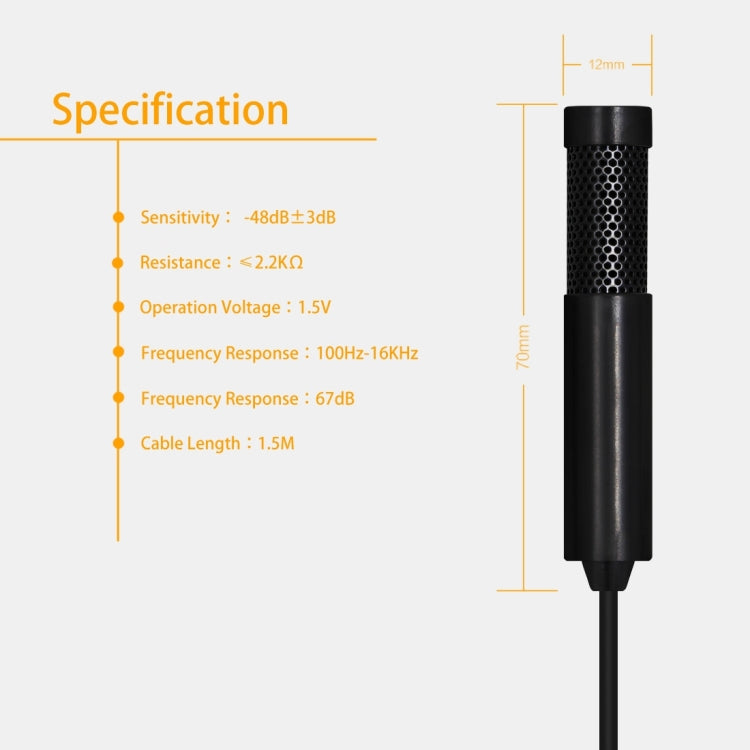 Yanmai SF555 Mini Professional 3.5mm Jack Studio Stereo Condenser Recording Microphone, Cable Length: 1.5m, Compatible with PC and Mac for Live Broadcast Show, KTV, etc.(Black) - Consumer Electronics by Yanmai | Online Shopping UK | buy2fix