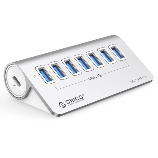 ORICO M3U7-G2 Aluminum Alloy 7-Port USB 3.2 Gen2 10Gbps HUB with 1m Cable (Silver) - USB 3.0 HUB by ORICO | Online Shopping UK | buy2fix