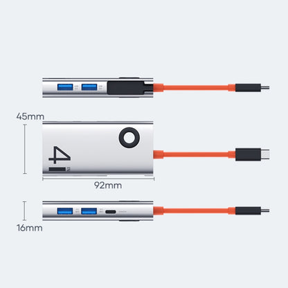 ROCK TR25 4 in 1 USB-C / Type-C to USB 3.0x4 Portable Multifunctional HUB Docking Station - USB HUB by ROCK | Online Shopping UK | buy2fix