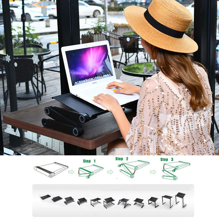 Portable 360 Degree Adjustable Foldable Aluminium Alloy Desk Stand for Laptop / Notebook, without CPU Fans & Mouse Pad(Black) - Laptop Stand by buy2fix | Online Shopping UK | buy2fix