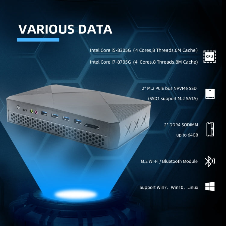 HYSTOU F9 Windows 10 / Linux System Gaming Mini PC, Intel Core i7-8705G 4 Core 8M Cache up to 4.20GHz, 32GB RAM+ 512GB SSD, US Plug - Windows Mini PCs by HYSTOU | Online Shopping UK | buy2fix
