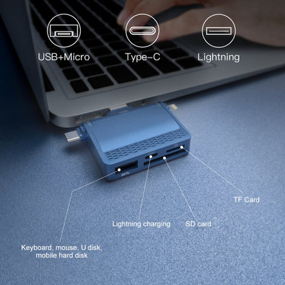 NK-939C 3 in 1 USB to USB-C / Type-C + 8PIN Multifunctional Docking Station (Blue) - Computer & Networking by buy2fix | Online Shopping UK | buy2fix