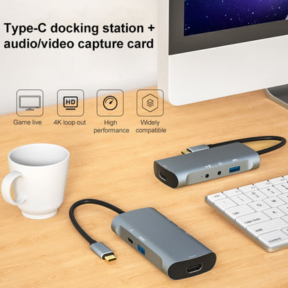 Z41 6 in 1 USB-C / Type-C to PD USB-C / Type-C + HD HDMI + USB 3.0 + 3.5mm AUX + USB + Microphone Interface Multifunctional Docking Station Video Capture Card (Grey) - Consumer Electronics by buy2fix | Online Shopping UK | buy2fix