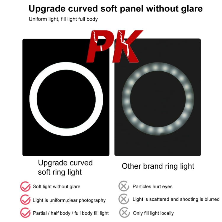 PULUZ 7.9 inch 20cm Light+ 1.1m Tripod Mount USB 3 Modes Dimmable Dual Color Temperature LED Curved Light Ring Vlogging Selfie Photography Video Lights with Phone Clamp(Black) - Ring Light by PULUZ | Online Shopping UK | buy2fix