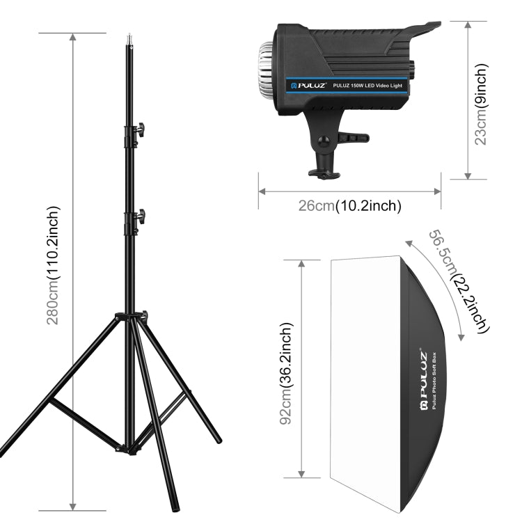 PULUZ 150W 3200K-5600K Photo Studio Strobe Flash Light Kit with Softbox Reflector & Tripod(US Plug) - Shoe Mount Flashes by PULUZ | Online Shopping UK | buy2fix