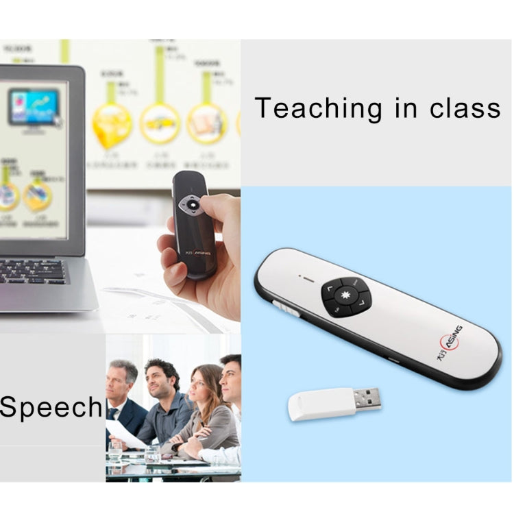 ASiNG A800 USB Charging 2.4GHz Wireless Presenter PowerPoint Clicker Representation Remote Control Pointer, Control Distance: 100m(White) -  by ASiNG | Online Shopping UK | buy2fix