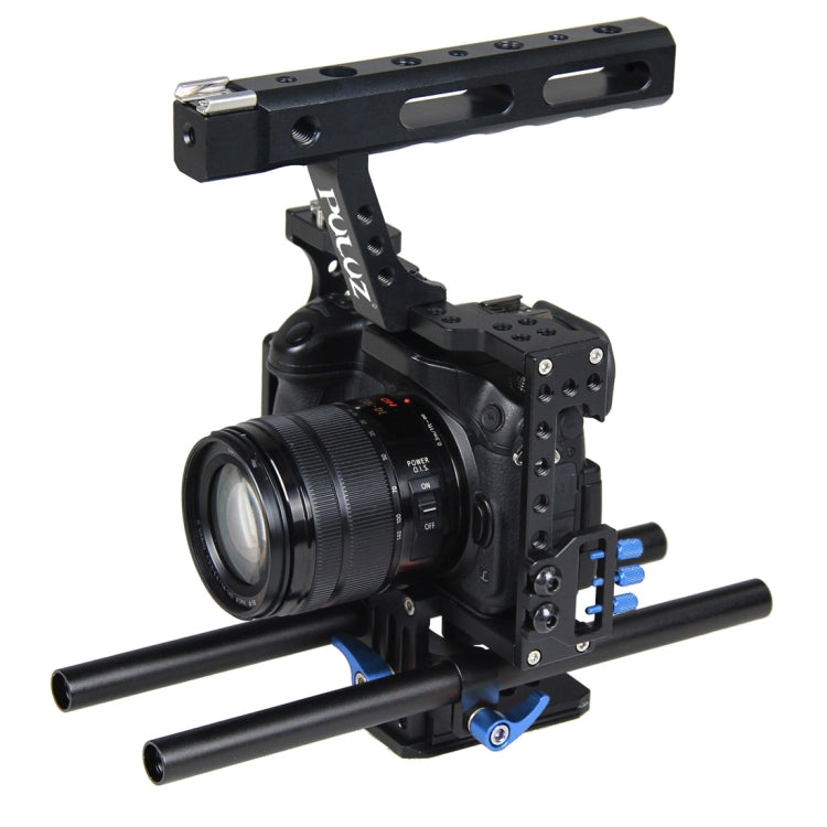 PULUZ Camera Cage Handle Stabilizer for Sony A7 & A7S & A7R, A7 II & A7R II & A7S II, A7R III & A7S III, A7R IV, A6000, A6500, A6300, Panasonic Lumix DMC-GH4(Blue) - Camera Accessories by PULUZ | Online Shopping UK | buy2fix