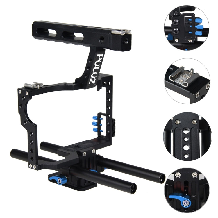 PULUZ Camera Cage Handle Stabilizer for Sony A7 & A7S & A7R, A7 II & A7R II & A7S II, A7R III & A7S III, A7R IV, A6000, A6500, A6300, Panasonic Lumix DMC-GH4(Blue) - Camera Accessories by PULUZ | Online Shopping UK | buy2fix