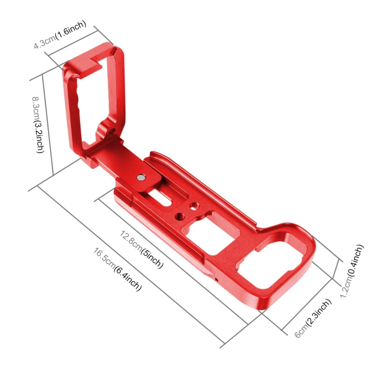 PULUZ 1/4 inch Vertical Shoot Quick Release L Plate Bracket Base Holder for Sony A9 (ILCE-9) / A7 III/ A7R III(Red) - Camera Accessories by PULUZ | Online Shopping UK | buy2fix