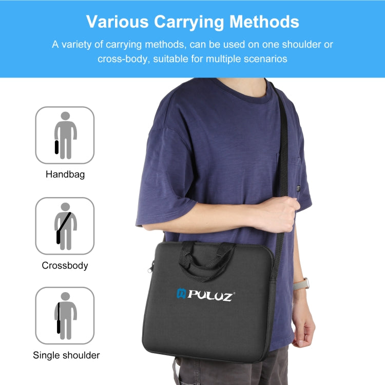 PULUZ 10 inch Ring LED Lights Portable Zipper Storage Bag Shoulder Handbags, Size: 33cm x 28cm x 3cm (Black) - Strap Satchel by PULUZ | Online Shopping UK | buy2fix