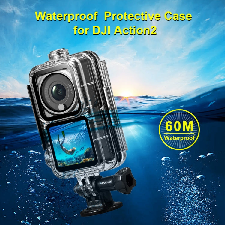 PULUZ 60m Waterproof Housing Diving Case for DJI Action 2 Camera Unit / Action 2 Power Combo / Action 2 Dual-Screen Combo(Transparent) - Case & Bags by PULUZ | Online Shopping UK | buy2fix