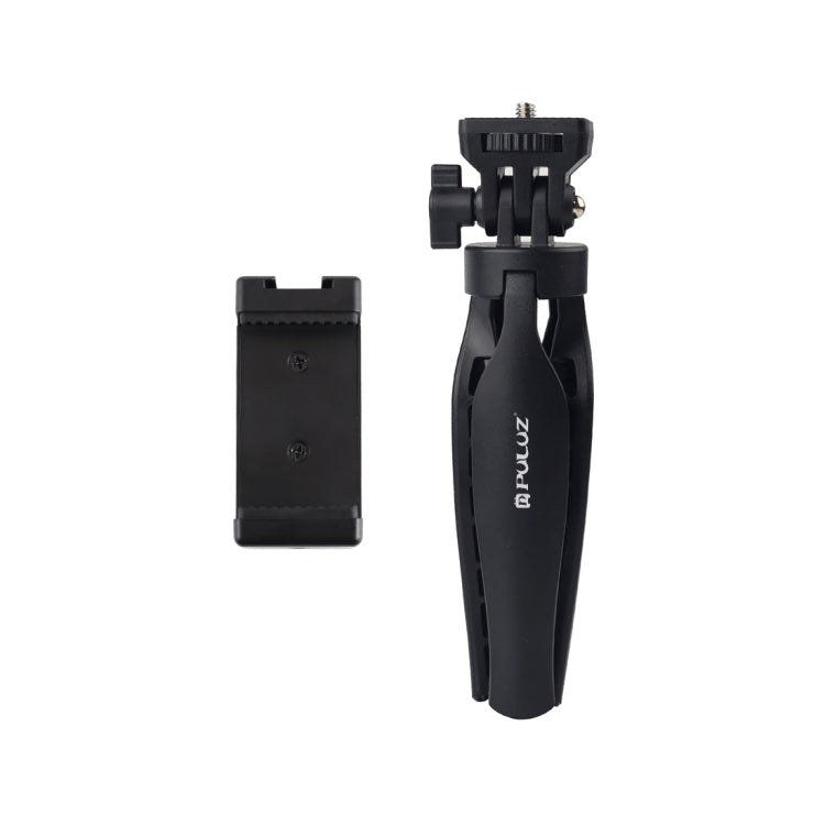 PULUZ Desk Plastic Tripod Mount with Phone Clamp & Adjusting Tripod Head for Smartphones(Black) - Consumer Electronics by PULUZ | Online Shopping UK | buy2fix