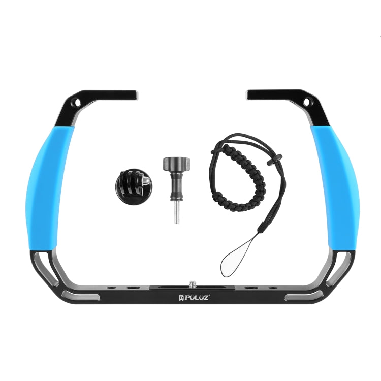 PULUZ Dual Silicone Handles Aluminium Alloy Underwater Diving Rig for GoPro, Other Action Cameras and  Smartphones (Blue) - Diving Accessories by PULUZ | Online Shopping UK | buy2fix