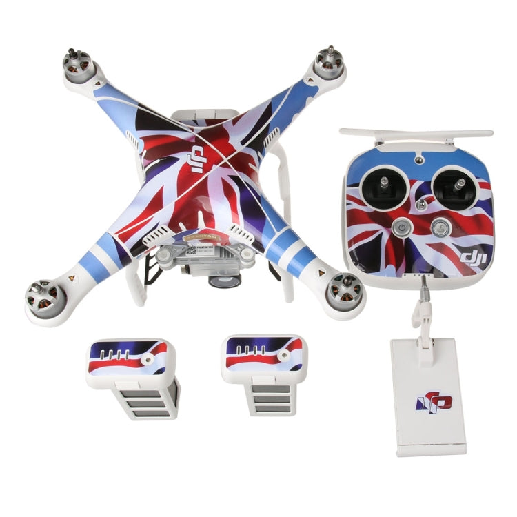 UK Flag Pattern 4D Imitation Carbon Fiber PVC Water Resistance Sticker Kit for DJI Phantom 3 Quadcopter & Remote Controller & Battery - DJI & GoPro Accessories by buy2fix | Online Shopping UK | buy2fix