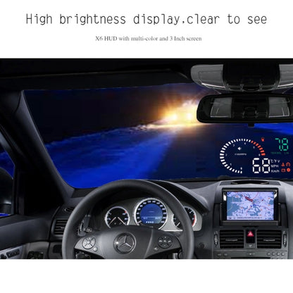 X6 3.5 inch Car OBDII / EUOBD HUD Vehicle-mounted Head Up Display Security System, Support Speed & Water Temperature & Speed Alarm & Fuel Consumption & Battery Voltage, etc. - Head Up Display System by buy2fix | Online Shopping UK | buy2fix