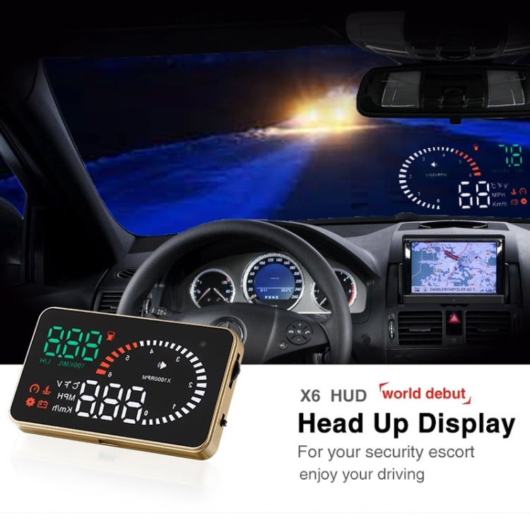 X6 3.5 inch Car OBDII / EUOBD HUD Vehicle-mounted Head Up Display Security System, Support Speed & Water Temperature & Speed Alarm & Fuel Consumption & Battery Voltage, etc. - Head Up Display System by buy2fix | Online Shopping UK | buy2fix