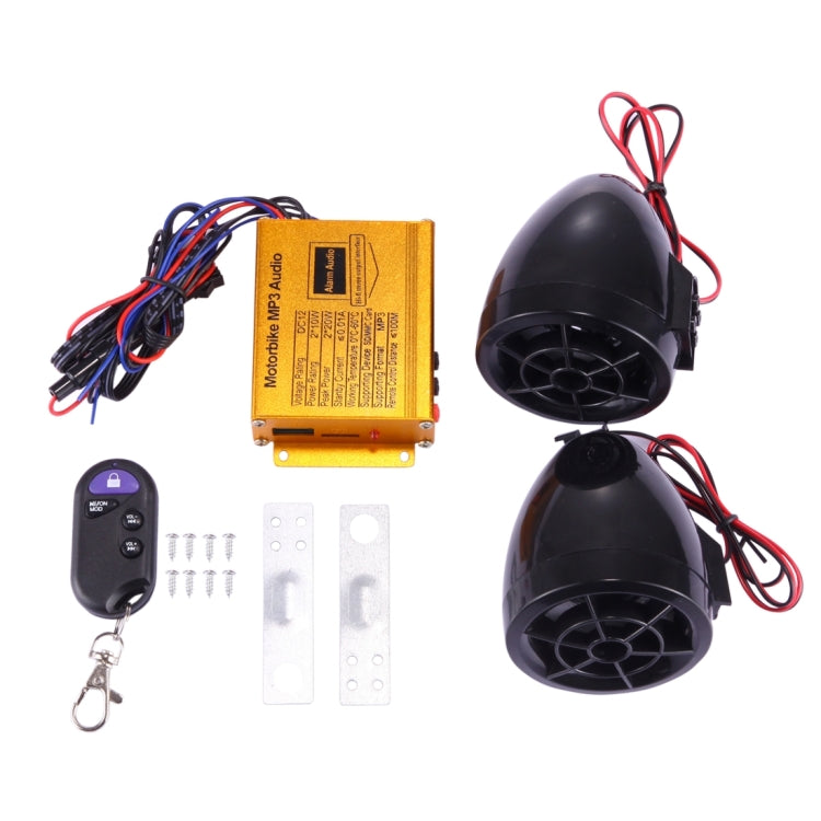 Motorcycle Anti-theft Digital MP3 with 2.5 inch Speaker, FM Radio & Remote Control, Support SD Card & USB Flash Disk(Black) - Theft Protection by buy2fix | Online Shopping UK | buy2fix