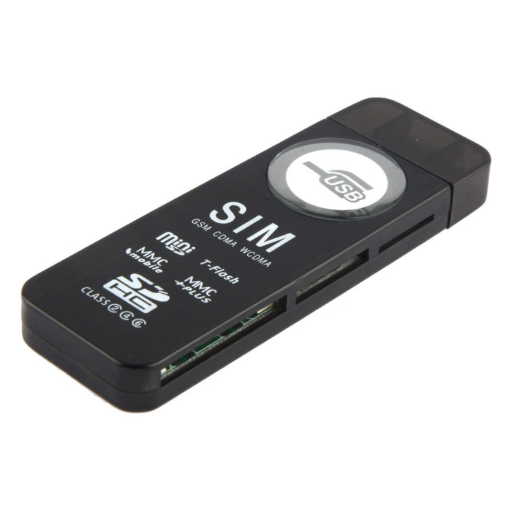 USB Universal Card Reader, Support SD / MMC /SIM / TF Card(Black) -  by buy2fix | Online Shopping UK | buy2fix