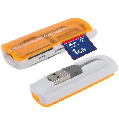 USB 2.0 Multi Card Reader, Support SD/MMC, MS, TF, M2 Card(Orange) - Computer & Networking by buy2fix | Online Shopping UK | buy2fix