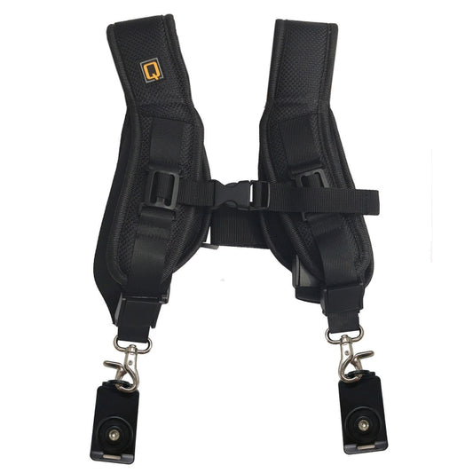Safe & Fast Quick Double Shoulder Belt Strap for 2 Cameras DSLR (QS-B 1/4(Black) - Camera Accessories by buy2fix | Online Shopping UK | buy2fix