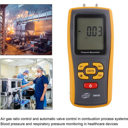 BENETECH GM520 LCD Display Pressure Manometer(Yellow) - Other Tester Tool by BENETECH | Online Shopping UK | buy2fix