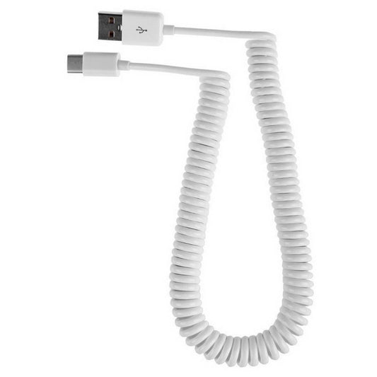 USB-C / Type-C 3.1 to USB 2.0 Spring Data Sync Charge Cable, Cable Length: 3m(White) - USB-C & Type-C Cable by buy2fix | Online Shopping UK | buy2fix