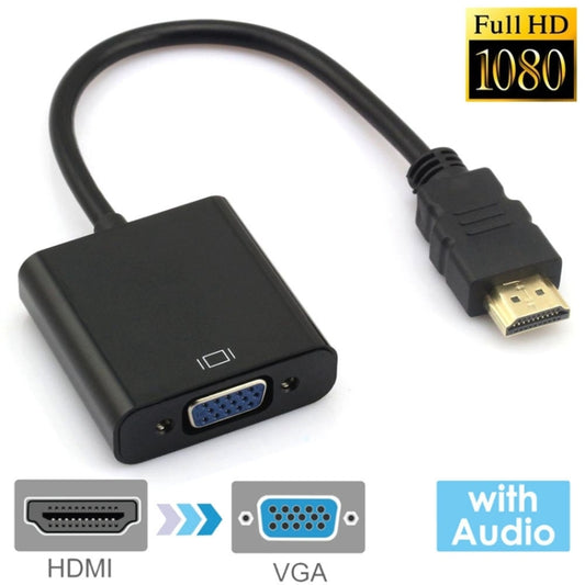 24cm Full HD 1080P HDMI to VGA + Audio Output Cable for Computer / DVD / Digital Set-top Box / Laptop / Mobile Phone / Media Player(Black) -  by buy2fix | Online Shopping UK | buy2fix