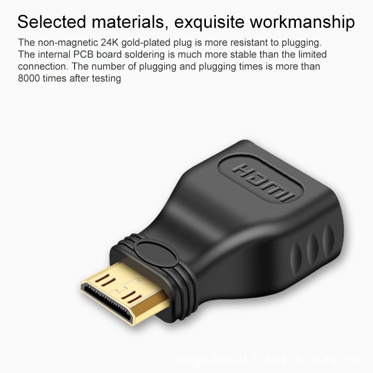 Gold Plated Mini HDMI Male to HDMI 19 Pin Female Adapter(Black) - Computer & Networking by buy2fix | Online Shopping UK | buy2fix