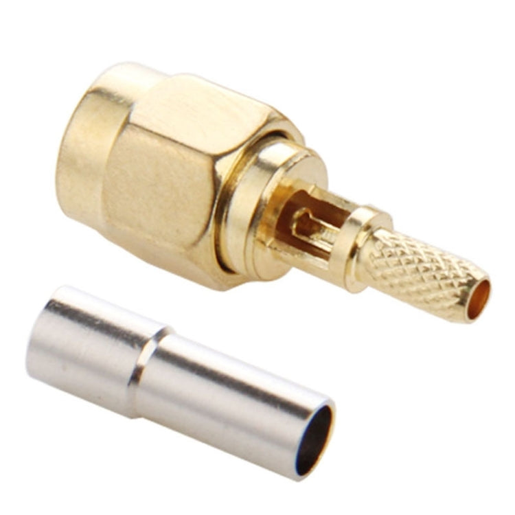 10 PCS Gold Plated Crimp SMA Male Straight Connector Adapter for RG174 / RG188 / RG316 / LMR100 Cable - Connectors by buy2fix | Online Shopping UK | buy2fix