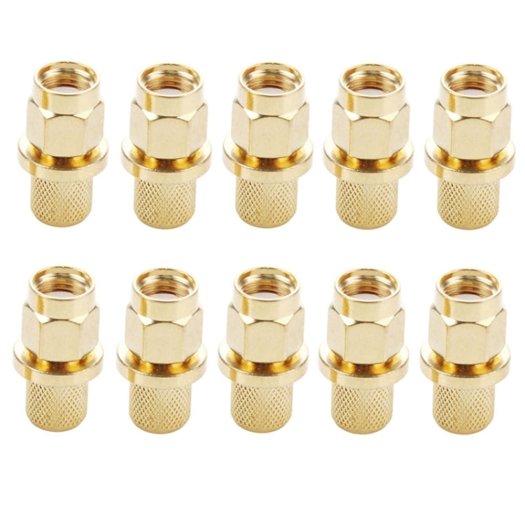 10 PCS Gold Plated SMA Male Plug Crimp RF Connector Adapter for RG58 / RG142 / LMR195 Cable - Connectors by buy2fix | Online Shopping UK | buy2fix