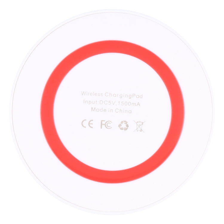Universal QI Standard Round Wireless Charging Pad (White + Red) - Wireless Charger by buy2fix | Online Shopping UK | buy2fix