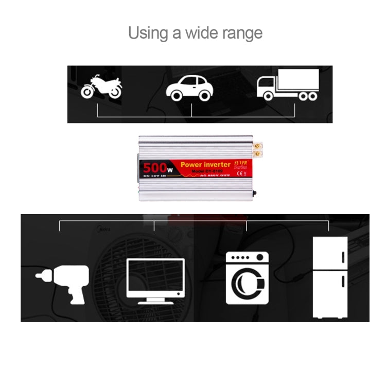 SUVPR DY-8109 500W DC 12V to AC 220V Car Power Inverter with 500mA USB Port & Universal Power Socket - Others by SUVPR | Online Shopping UK | buy2fix