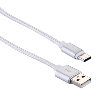 Woven Style USB-C / Type-C 3.1 Male to USB 2.0 Male Data Sync Charging Cable, Cable Length: 20cm(Silver) - USB-C & Type-C Cable by buy2fix | Online Shopping UK | buy2fix