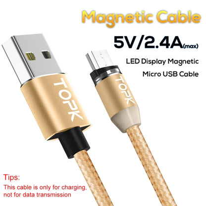 TOPK AM23 2m 2.4A Max USB to Micro USB Nylon Braided Magnetic Charging Cable with LED Indicator(Gold) - Charging Cable & Head by TOPK | Online Shopping UK | buy2fix